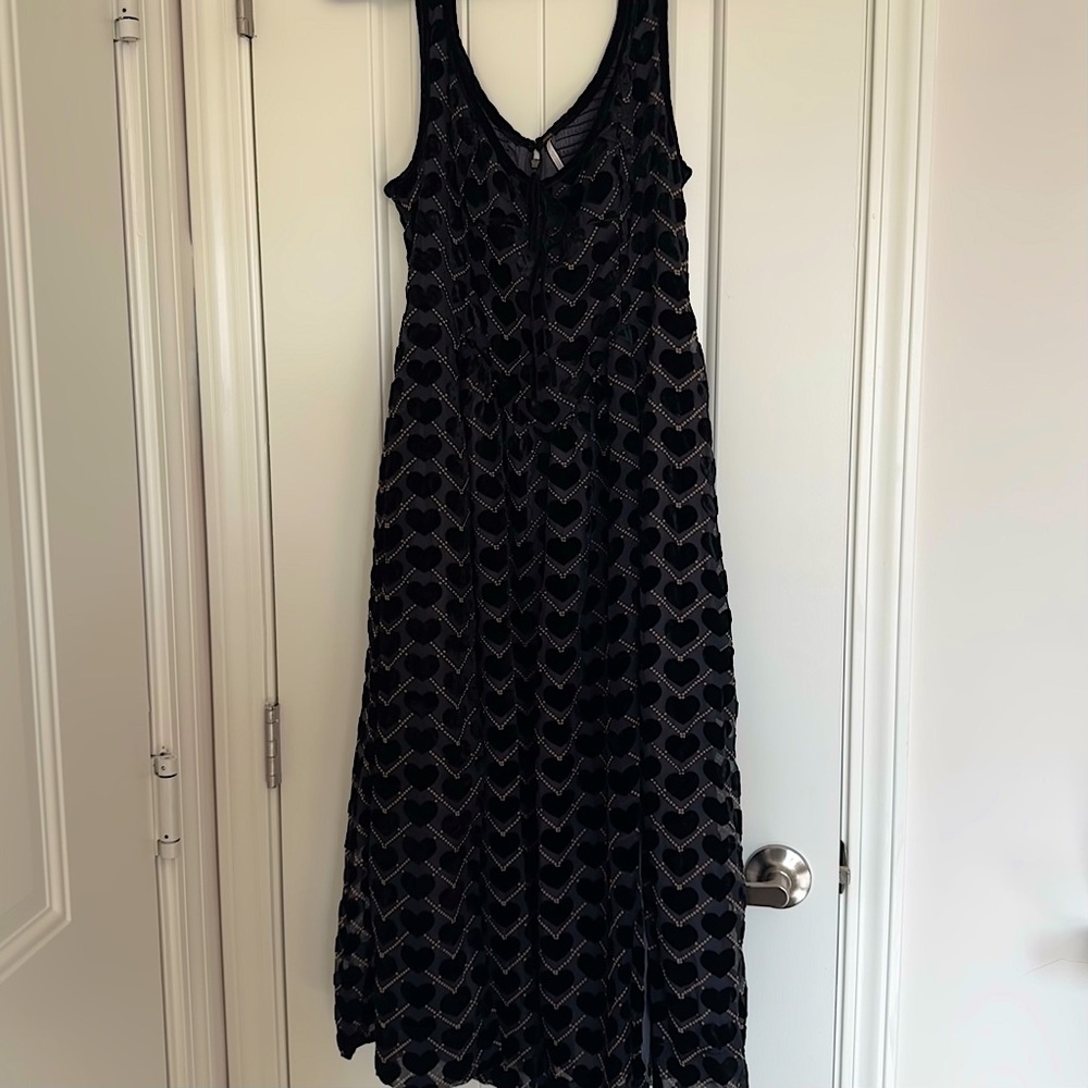 Free People Freya Velvet Heart Print Midi Dress